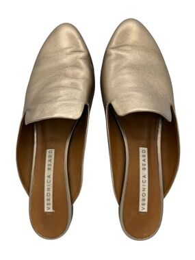 Veronica Beard Gold Metallic Leather Mules 39 Gold